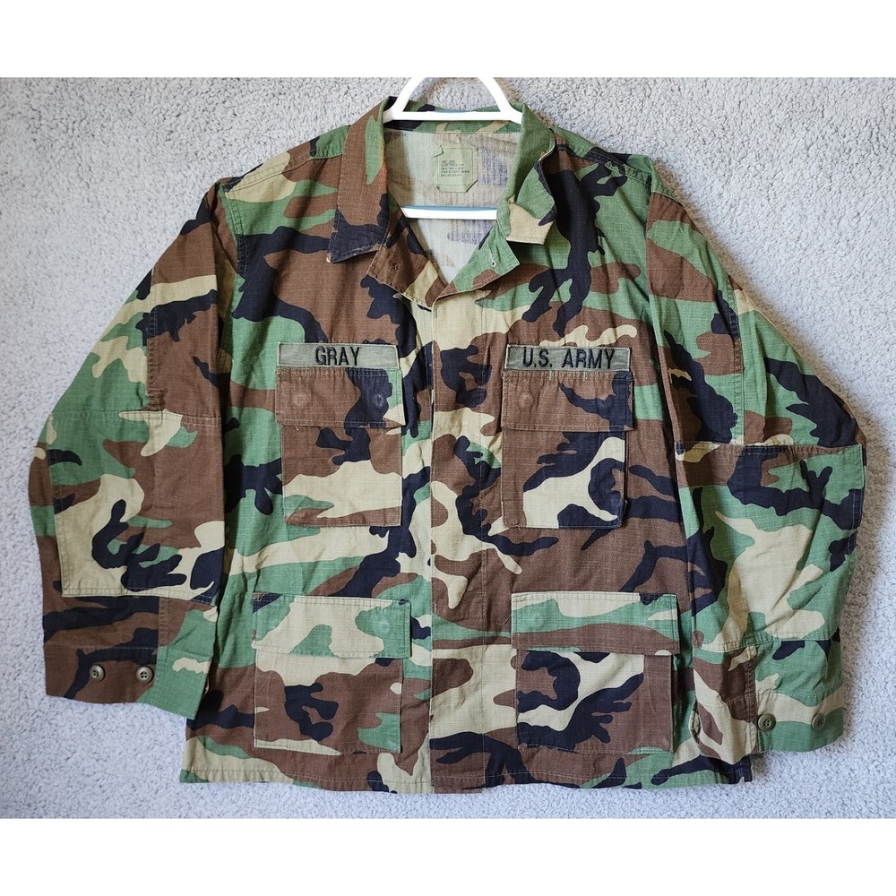 American Apparel Inc. Combat Coat Mens Large Short Green Woodland Camo Ripstop